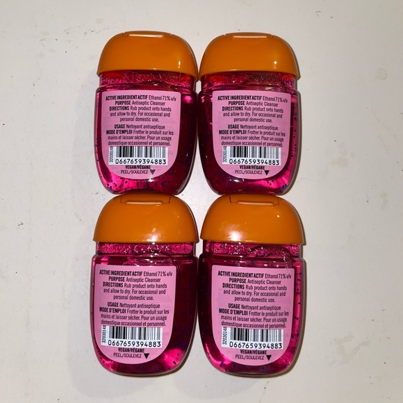 Bath & Body Works 4x Pink Bubble Gum Hand Sanitizer Gel 1oz Pocketbac New - Picture 2 of 4